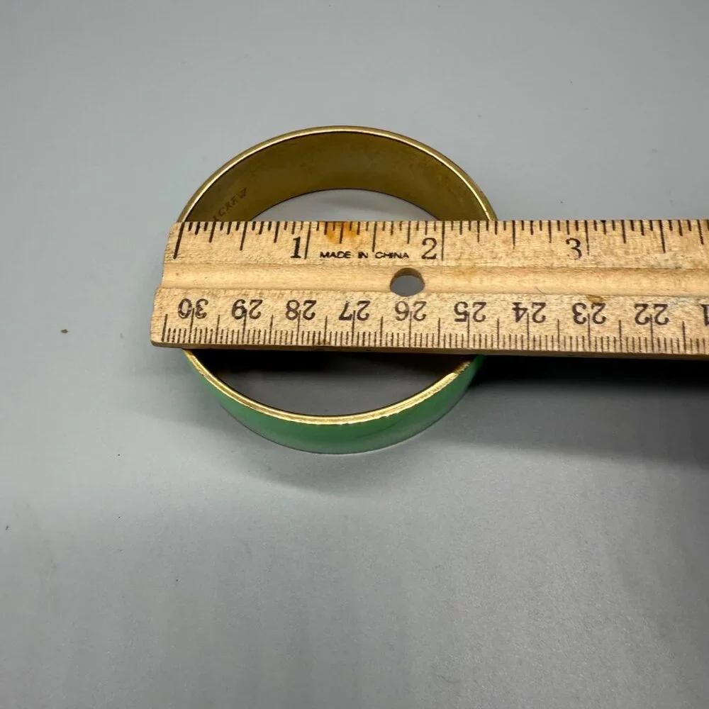 J. Crew Mint Green Gold Wide Enamel Bangle Bracelet